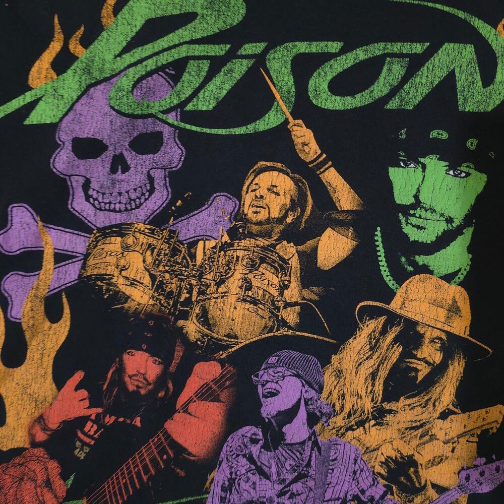 Poison Stadium Tour 2022 T Shirt Black Graphic Band Tee Adult Large - Picture 6 of 9